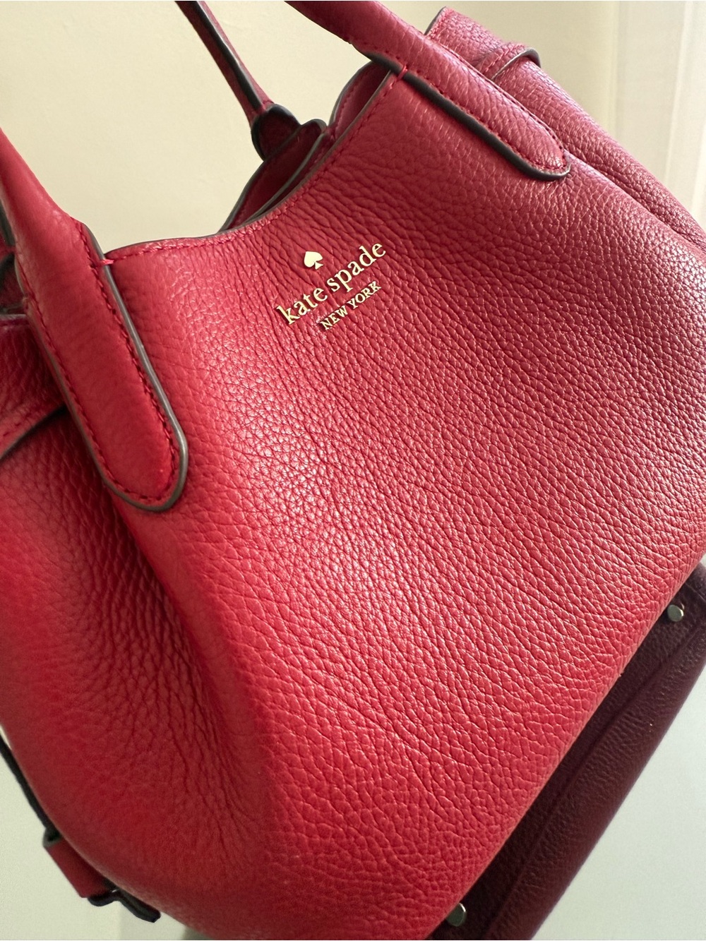 Stunning Kate Spade Dumpling Cherry Red Pebbled Leather Satchel! ❤️ - Picture 3 of 11